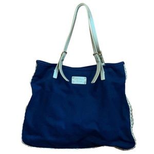 Kate Spade Navy and Gold Canvas Handbag